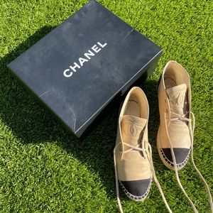 Authentic Chanel High Top Espadrilles Shoes Size 38